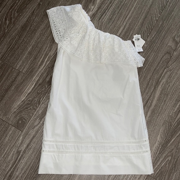 NWT Abercrombie and Fitch one shoulder eyelet ruffle dress white size XS - Picture 2 of 11